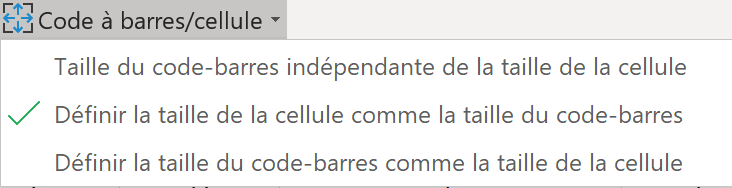 ActiveBarcode: Excel Add-In pour les codes à barres - Réglage des cellules