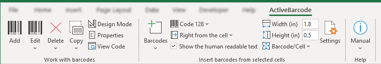 Excel Add-In for Barcodes