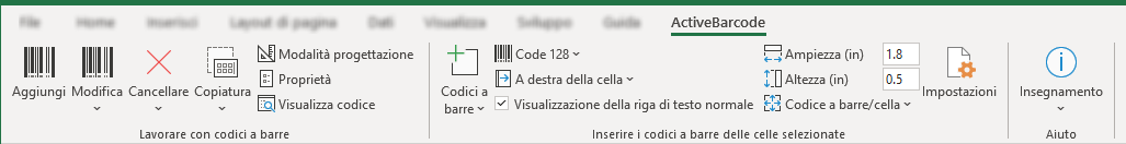 ActiveBarcode: Excel Add-In per codici a barre