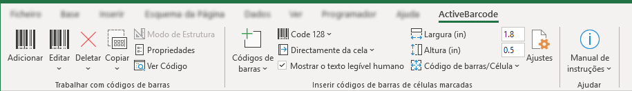 ActiveBarcode: Suplemento de Excel para códigos de barras