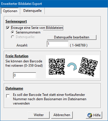 ActiveBarcode: Serial export barcodes