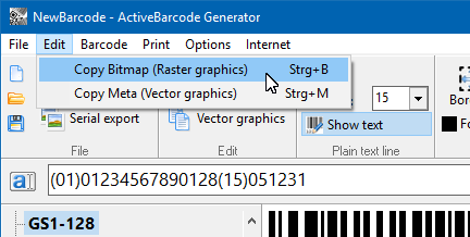 copy and paste barcodes into every application