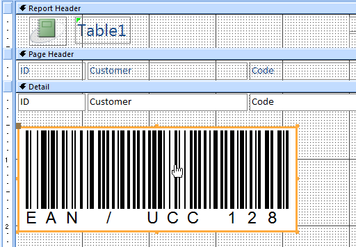 Barcode, Access 2007