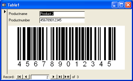 Barcode, Access 2000, XP, 2003