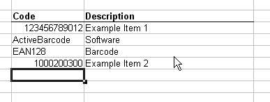 Barcode labels with imported data