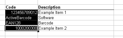 Barcode labels with imported data