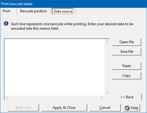 Barcode labels with imported data