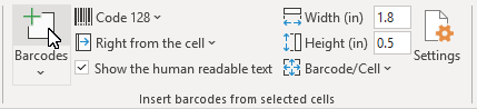 Barcode, Excel