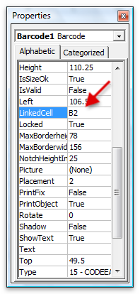 Barcode, Excel 2007