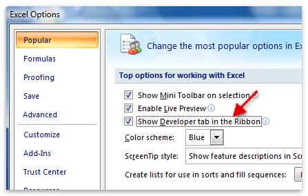 Barcode, Excel 2007