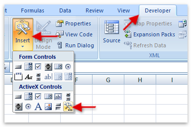 Barcode, Excel 2007