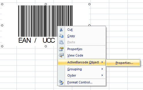 Barcode, Excel 2007