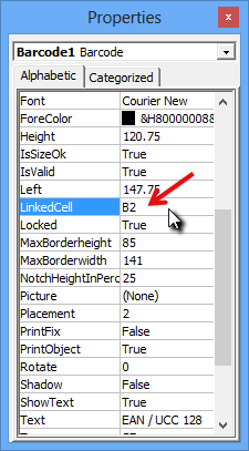 Barcode, Excel