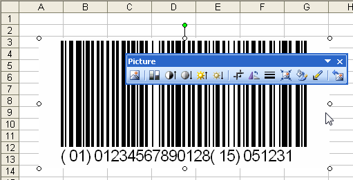 Barcode, Excel 97, 2000, 2002, 2003