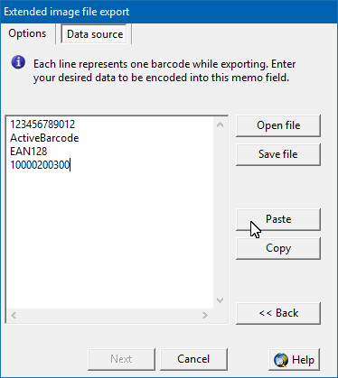 Barcode images from data