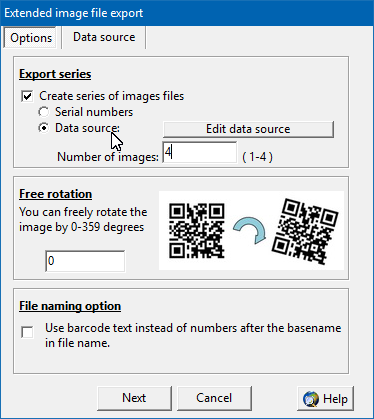 Barcode images from data