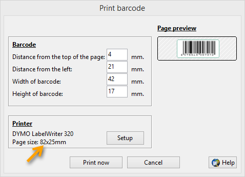 Print barcodes on continous labels