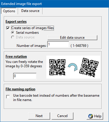 Serial export barcodes