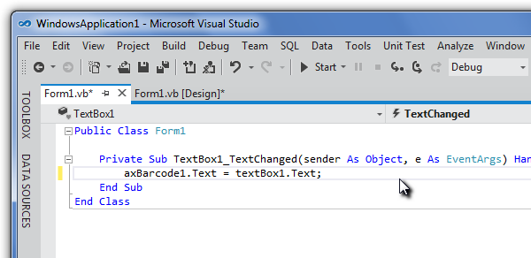 Barcode, Visual Studio