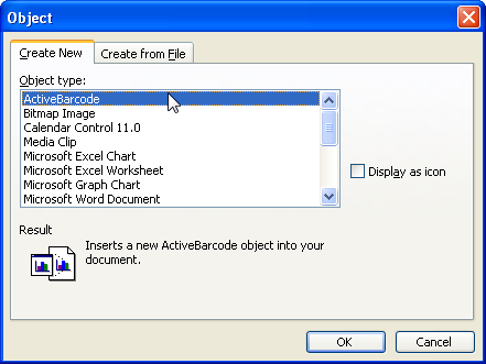 ActiveBarcode: Barcode, Word 97-2003