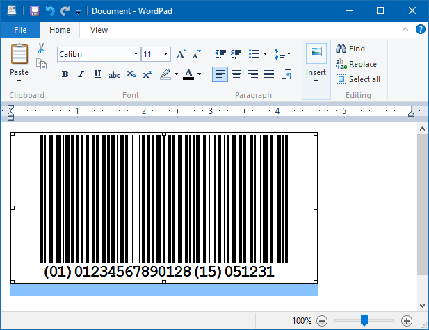 Barcode, WordPad