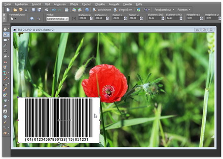 ActiveBarcode: Barcode in an image editors