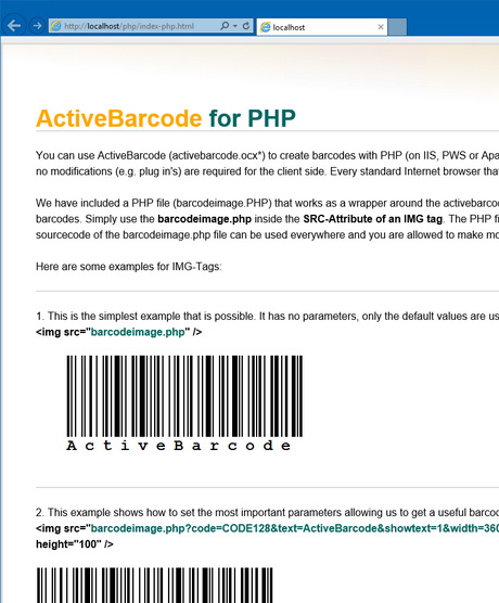 PHP Demo ActiveBarcode: PHP Demo