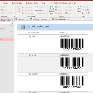 Access Report<br>Barcode object