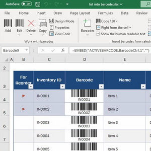 Excel<br>Barcode Add-in