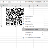 Excel<br>Barcode object