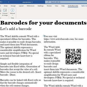 Word<br>Barcode Add-in